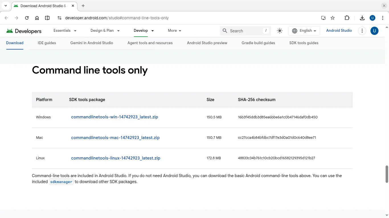 Varian Android Studio Command Line Tools